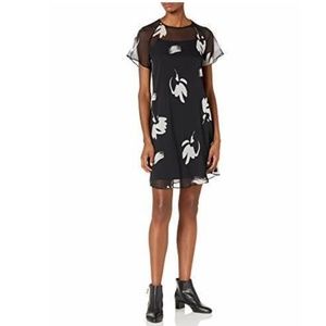 A|X Armani Exchange Floral Print Gorgette Crepe Short Sleeve Dress